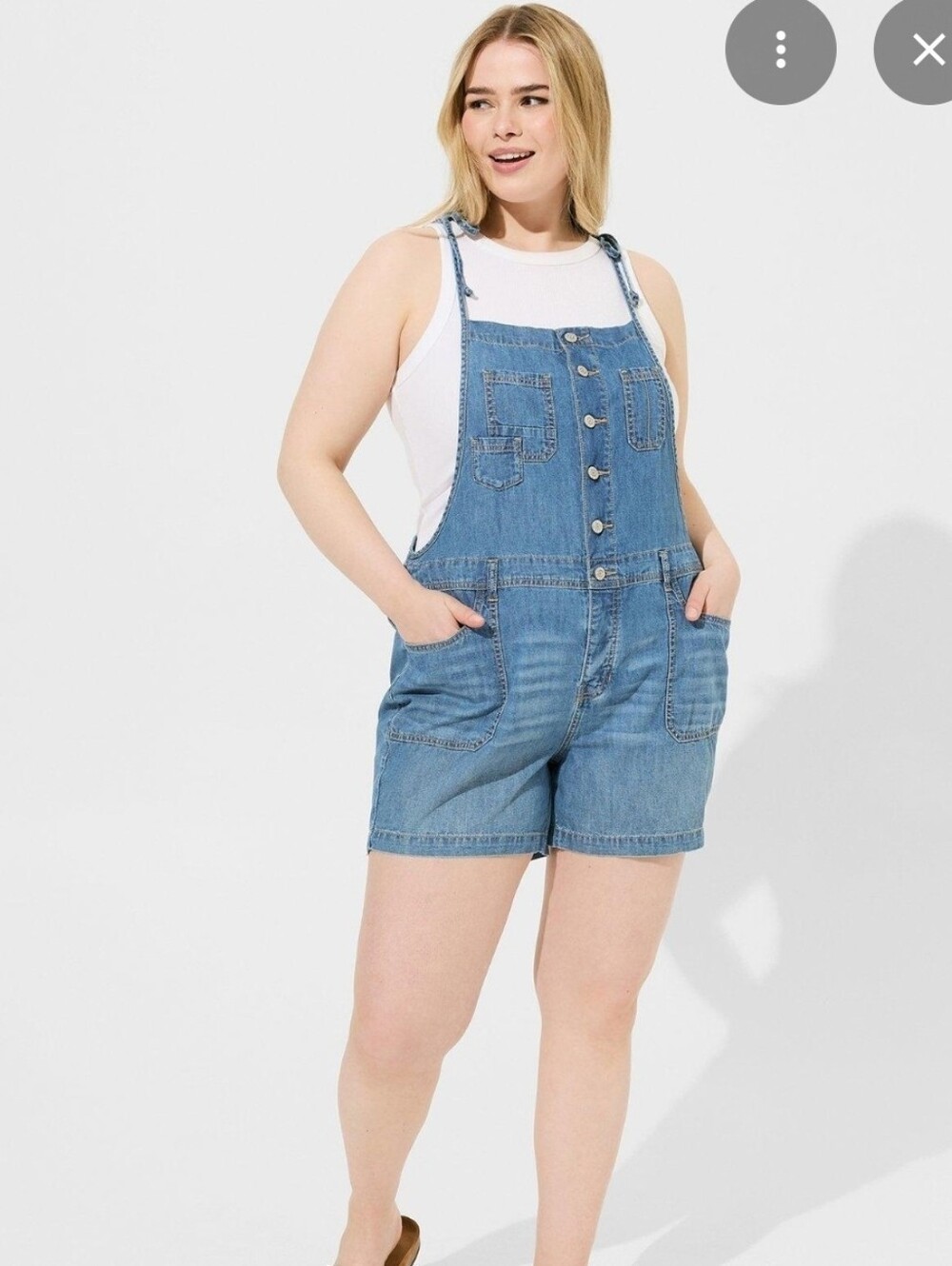 torrid Blue Denim Button-Front Short Overalls